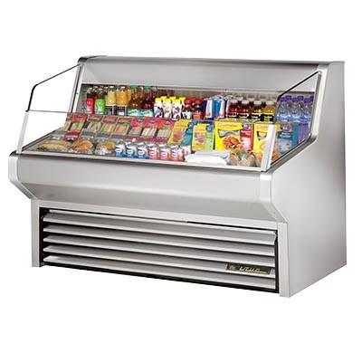 True THAC-60-S-LD Horizontal Air Curtain Merchandiser, 3 Level Tiered Stainless Steel Floor, Stainless Steel Exterior & Interior, 115v