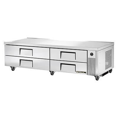 Base Chef Refrigerada, Tapa de Acero Inoxidable con Borde en V, 4 Cajones