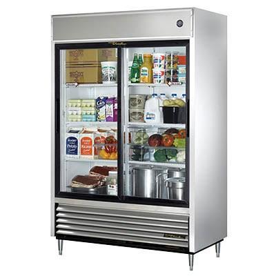 True TSD-47G-HC-LD Refrigerador accesible de dos secciones de 54.1", 2 puertas corredizas de vidrio, 115 V