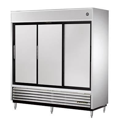 True TSD-69 78" Three-Section Reach-in Refrigerator, 3 Sliding Solid Doors, 115v