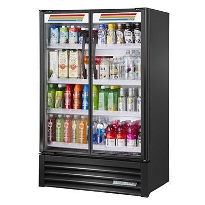 True TVM-36SL-HC~VM01 Refrigerador exhibidor con 2 puertas batientes de vidrio de 36"