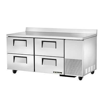True TWT-67D-4-HC 67" Worktop Refrigerator with 2 Sections & 4 Drawers, 115v