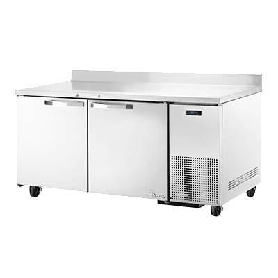True TWT-67-HC~SPEC3 SPEC SERIES Deep Work Top Refrigerator, Two-Section with Heavy Duty Stainless Steel Doors