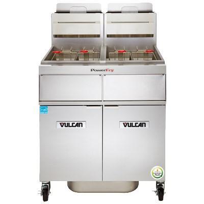 Vulcan 2TR45AF PowerFry3 90-100 Lb. Capacity 2-Unit Gas Fryer System with Solid State Filtration, 140,000 BTU, NSF