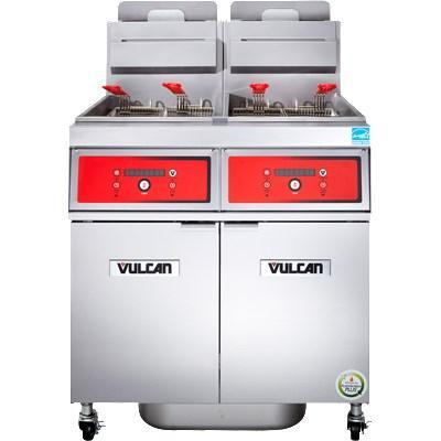 Vulcan 2VK45CF PowerFry5 90-100 Lb. Capacity 2-Unit Gas Fryer System with Filtration, 140,000 BTU, NSF
