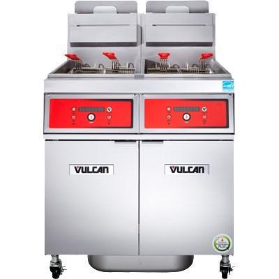 Vulcan 2VK85DF PowerFry5 170-180 libras. Sistema de freidora a gas de 2 unidades de capacidad con filtración, 180 000 BTU, NSF