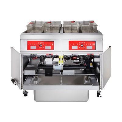 Vulcan 3ER50DF 150 Lb. Capacity 3-Unit Electric Floor Fryer System with Filtration, 208V