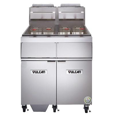 Vulcan 3GR85MF 255-270 Lb. Capacity 3-Unit Gas Fryer System with Filtration, 450,000 BTU, NSF