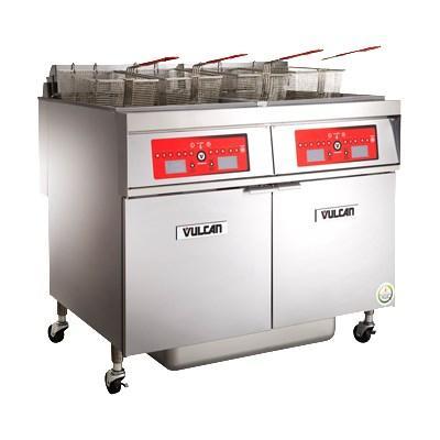 Vulcan 3VK45AF PowerFry5 135-150 Lb. Capacity 3-Unit Gas Fryer System with Solid State Filtration, 210,000 BTU, NSF