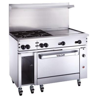 Vulcan 48S-2B36GT Endurance 48" 2 Burner Gas Range, 36" Thermostatic Griddle, 1 Standard Oven