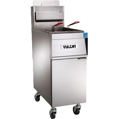 Vulcan 4TR45AF PowerFry3 180-200 Lb. Capacity 4-Unit Gas Fryer System with Solid State Filtration, 280,000 BTU, NSF