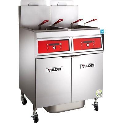 Vulcan 4VK85CF PowerFry5 340-360 Lb. Capacity 4-Unit Gas Fryer System with Filtration, 360,000 BTU, NSF