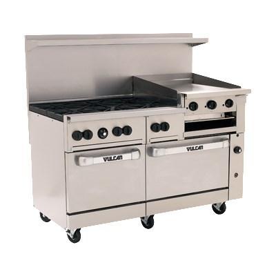 Vulcan 60SS-6B24GBN Endurance 6 Burner 60" Range with 24" Griddle/Broiler and 2 Standard Ovens, Natural Gas