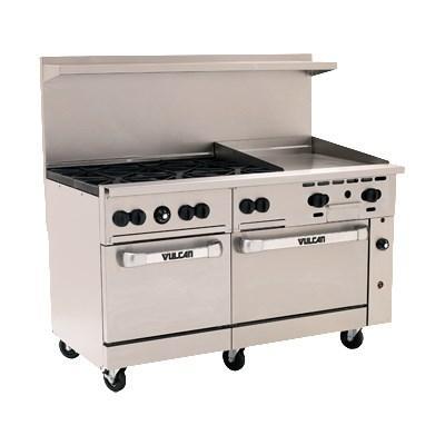 Vulcan 60SS-6B24GT Endurance 6 Burner 60" Gas Range with 24" Thermostatic Griddle and 2 Standard Ovens
