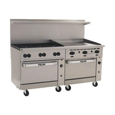 Vulcan 72SS-6B36G Endurance 6 Burner 72" Gas Range with 36" Manual Griddle, 2 Standard Oven Bases