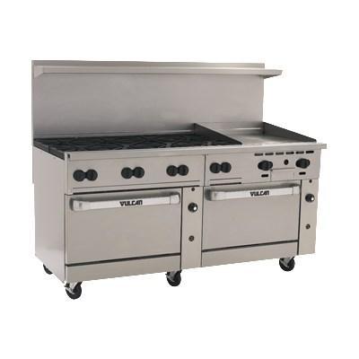 Vulcan 72SS-8B24GT Endurance 8 Burner 72" Gas Range with 24" Thermostatic Griddle, 2 Standard Oven Bases