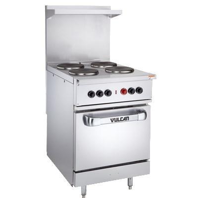 Vulcan EV24S-4FP-208 Cocina expandible eléctrica de 24" con 4 placas francesas y horno estándar, 208 V