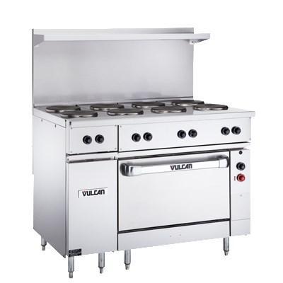 Vulcan EV48S-4HT-208 Cocina eléctrica de 48" con horno estándar y 4 Hot-Tops, 208v