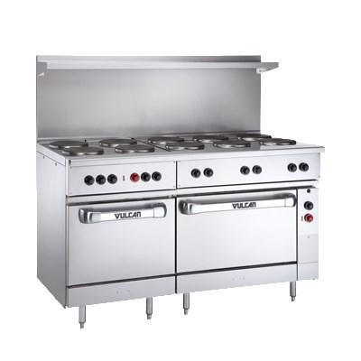 Vulcan EV60SS-10FP-480 Cocina eléctrica de 60" con 2 hornos estándar y 10 placas francesas, 480 V