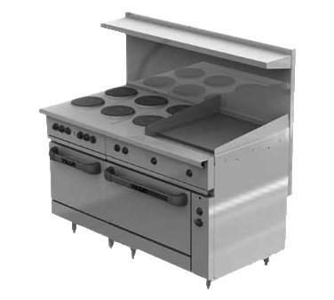 Vulcan EV60SS-6FP24G480 60" Electric Range with 2 Standard Ovens, 6 French Hot Plates & 1 Griddle, 480v