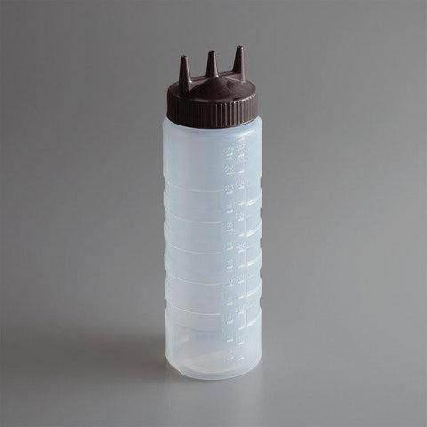 Vollrath 3324-1301 Tri Tip™ Squeeze Bottle - 24 Oz., Clear Bottle / Brown Cap
