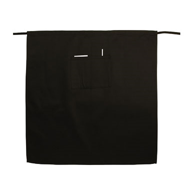 Winco WA-3129K Bistro Delantal de cintura, 31" x 29-1/2", con bolsillos para bolígrafo y bloc, se puede lavar y secar a máquina, resistente a las arrugas, mezcla de algodón/poliéster, negro