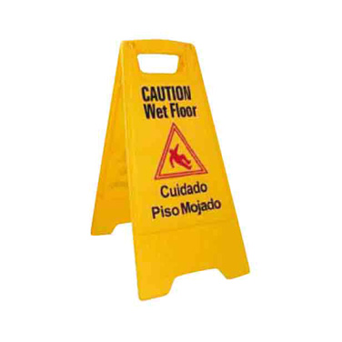 Winco WCS-25 Señal de precaución sobre piso mojado, 12" x 25" de alto, inglés/español, amarillo