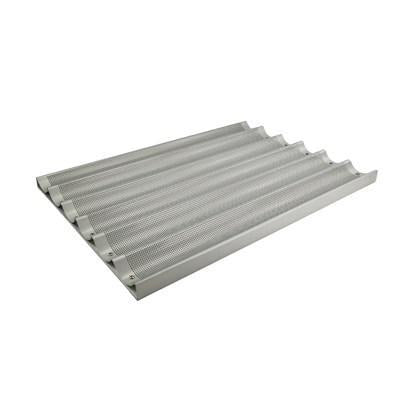 Winco ABP-6L 6 Long Slot Aluminum Baguette Pan, 18" x 26" x 1"