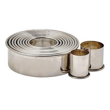 Winco CST-2 11-Piece Round Plain Cookie Cutter Set, Stainless Steel