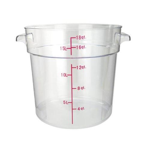 Winco PCRC-18 Round Storage Container, Clear Polycarbonate, 18 Qt