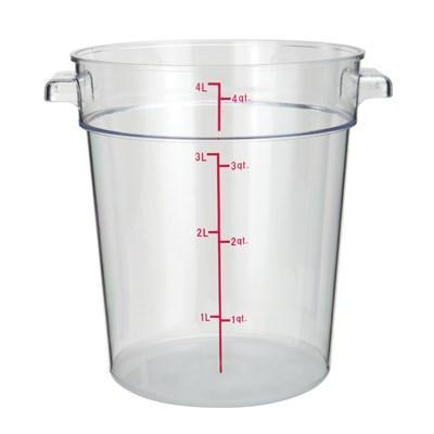 Winco PCRC-4 Round Storage Container, Clear Polycarbonate, 4 Qt