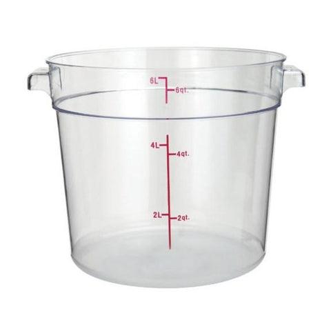 Winco PCRC-6 Round Storage Container, Clear Polycarbonate, 6 Qt