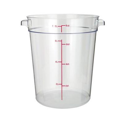 Winco PCRC-8 Round Storage Container, Clear Polycarbonate, 8 Qt