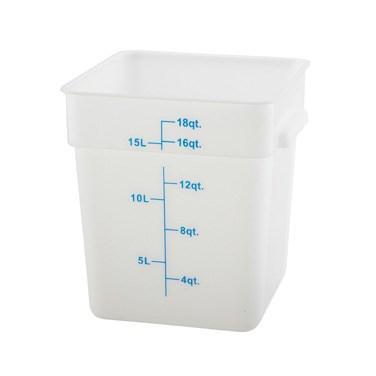 Winco PESC-18 Square Storage Container, White Polypropylene, 18 Qt