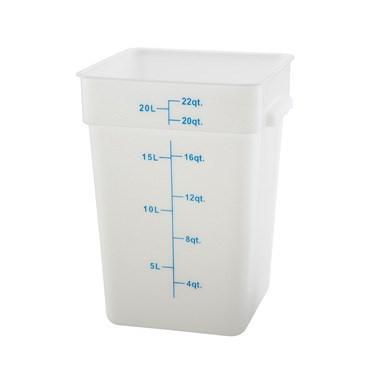 Winco PESC-22 Square Storage Container, White Polypropylene, 22 Qt