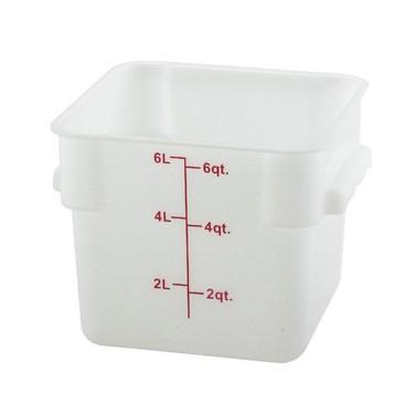 Winco PESC-6 Square Storage Container, White Polypropylene, 6 Qt