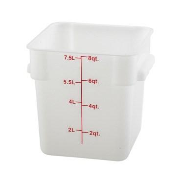 Winco PESC-8 Square Storage Container, White Polypropylene, 8 Qt