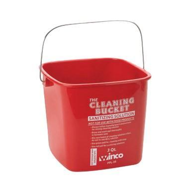 Winco PPL-3R Cubo de limpieza, desinfectante rojo, 3 cuartos