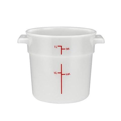 Winco PPRC-1W Round Storage Container, White, Polypropylene, 1 Qt