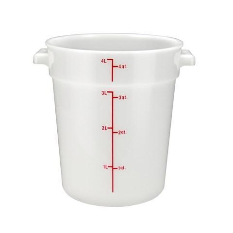 Winco PPRC-4W Round Storage Container, White, Polypropylene, 4 Qt