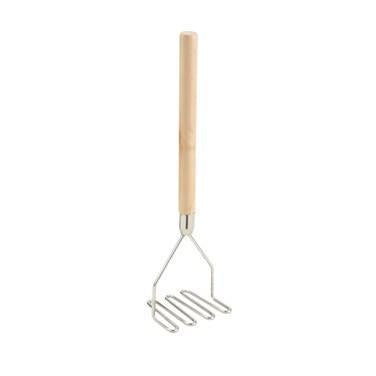 Winco PTM-18S Potato Masher With Wooden Handle, 4-1/2”