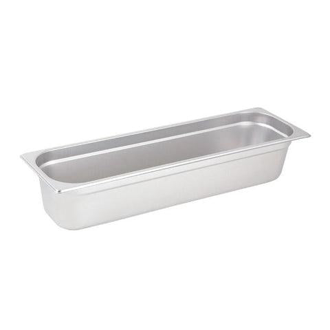 Winco SPJH-4HL Half Size Long Stainless Steel Anti-Jam Steam Pan 4" Deep