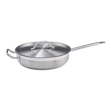 Winco SSET-3 Stainless Steel Saute Pan with Cover 3 Qt