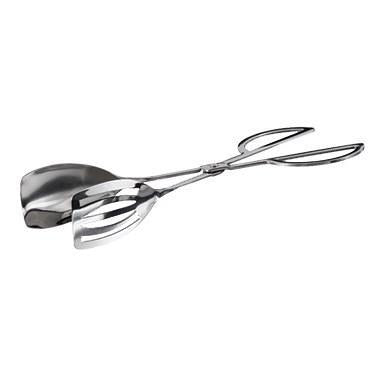 Winco ST-10S 10" Slotted And Solid Spatula Salad Tongs, Mirror Finish Stainless Steel
