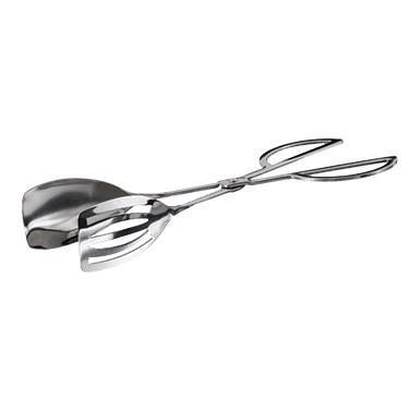 Winco ST-10S 10" Slotted And Solid Spatula Salad Tongs, Mirror Finish Stainless Steel