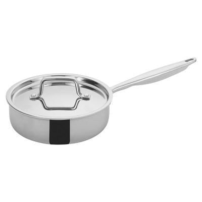 Winco TGET-2 Tri-Ply Induction Ready Saute Pan with Cover 2 Qt