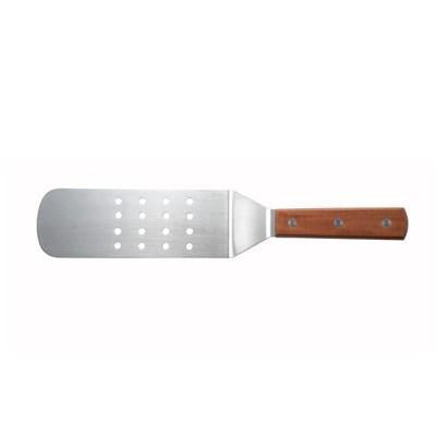Winco TN409 Perforated Flexible Turner With Offset, Wooden Handle, 8-1/4” X 2-7/8” Blade