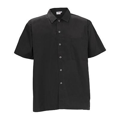 Winco UNF-1K4XL 4X Camisa de chef de manga corta de mezcla de polialgodón negro grande