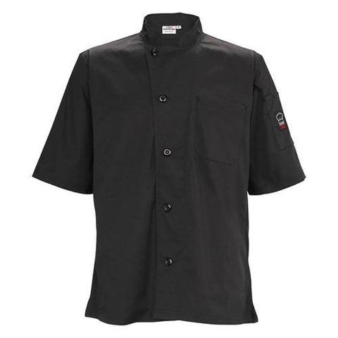 Winco UNF-9KM Camisa ventilada universal, ajuste universal, negro, mediano