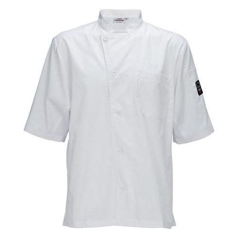 Winco UNF-9WS Camisa ventilada universal, ajuste universal, mezcla de polialgodón 65/35, blanco, pequeño